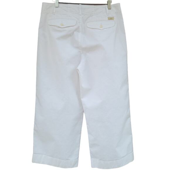 Polo Ralph Lauren Wide Leg Cropped Pants Size 8 White Beachy Coastal Minimalist - Picture 2 of 11